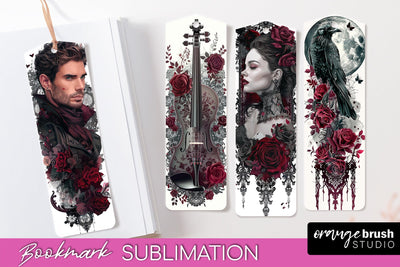Gothic Bookmark PNG - Dark Academia Printable Bookmarks Sublimation OrangeBrushStudio 