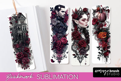 Gothic Bookmark PNG - Dark Academia Printable Bookmarks Sublimation OrangeBrushStudio 