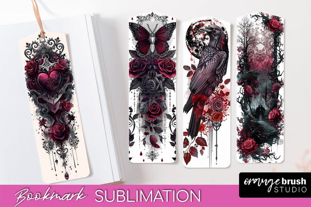 Gothic Bookmark PNG - Dark Academia Printable Bookmarks Sublimation OrangeBrushStudio 
