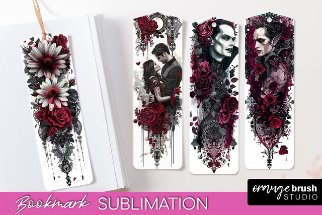 Gothic Bookmark PNG - Dark Academia Printable Bookmarks Sublimation OrangeBrushStudio 