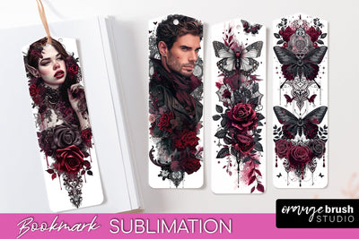 Gothic Bookmark PNG - Dark Academia Printable Bookmarks Sublimation OrangeBrushStudio 
