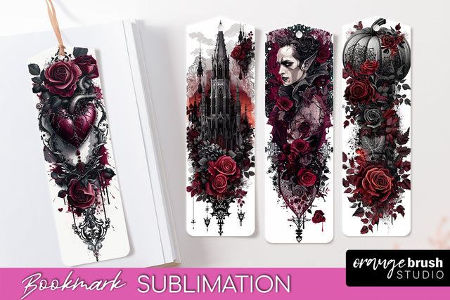 Gothic Bookmark PNG - Dark Academia Printable Bookmarks Sublimation OrangeBrushStudio 