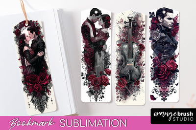 Gothic Bookmark PNG - Dark Academia Printable Bookmarks Sublimation OrangeBrushStudio 