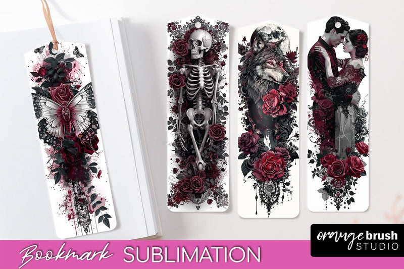 Gothic Bookmark PNG - Dark Academia Printable Bookmarks Sublimation OrangeBrushStudio 