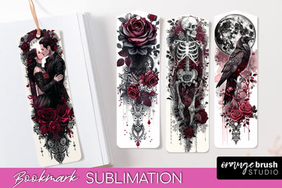 Gothic Bookmark PNG - Dark Academia Printable Bookmarks Sublimation OrangeBrushStudio 