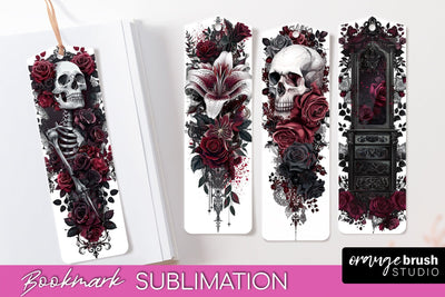 Gothic Bookmark PNG - Dark Academia Printable Bookmarks Sublimation OrangeBrushStudio 