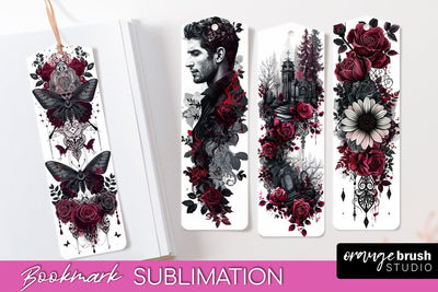 Gothic Bookmark PNG - Dark Academia Printable Bookmarks Sublimation OrangeBrushStudio 