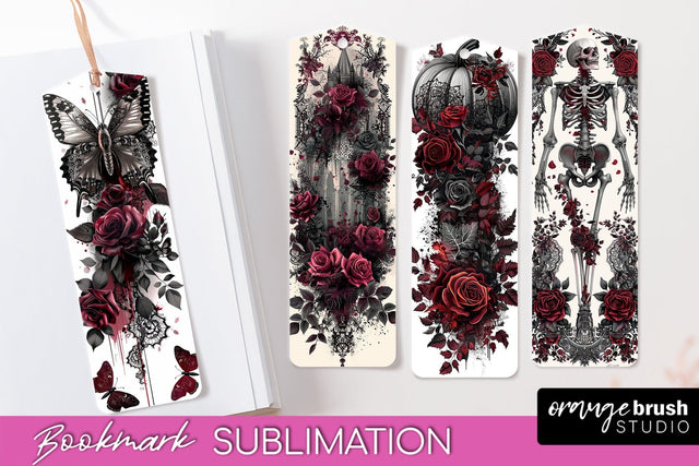 Gothic Bookmark PNG - Dark Academia Printable Bookmarks Sublimation OrangeBrushStudio 
