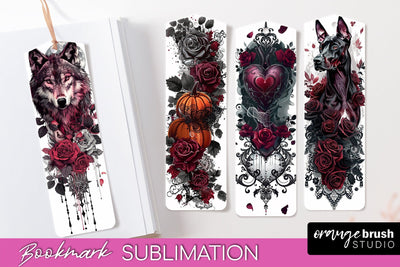 Gothic Bookmark PNG - Dark Academia Printable Bookmarks Sublimation OrangeBrushStudio 