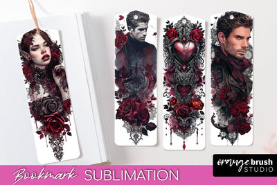 Gothic Bookmark PNG - Dark Academia Printable Bookmarks Sublimation OrangeBrushStudio 