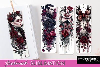 Gothic Bookmark PNG - Dark Academia Printable Bookmarks Sublimation OrangeBrushStudio 