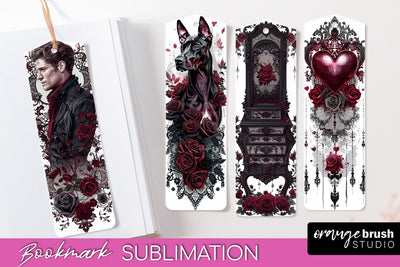 Gothic Bookmark PNG - Dark Academia Printable Bookmarks Sublimation OrangeBrushStudio 