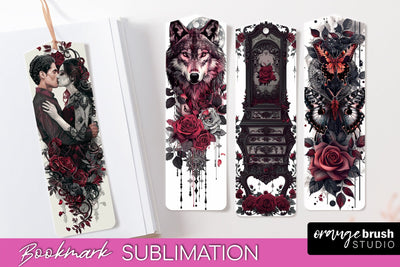 Gothic Bookmark PNG - Dark Academia Printable Bookmarks Sublimation OrangeBrushStudio 