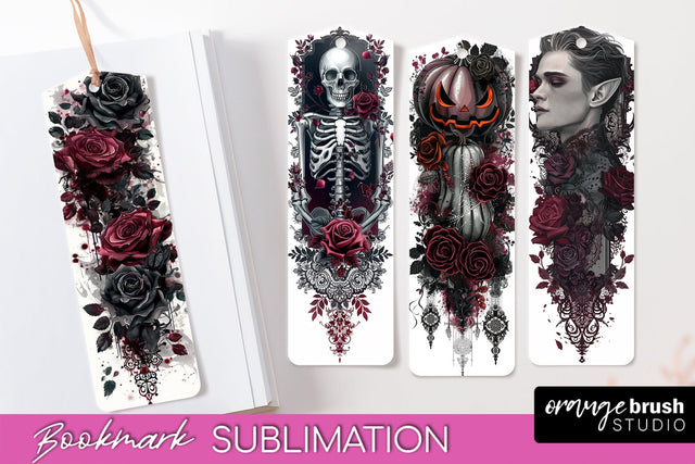 Gothic Bookmark PNG - Dark Academia Printable Bookmarks Sublimation OrangeBrushStudio 