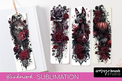 Gothic Bookmark PNG - Dark Academia Printable Bookmarks Sublimation OrangeBrushStudio 