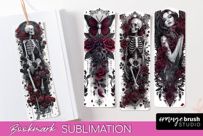 Gothic Bookmark PNG - Dark Academia Printable Bookmarks Sublimation OrangeBrushStudio 