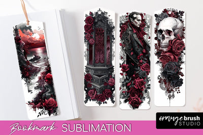 Gothic Bookmark PNG - Dark Academia Printable Bookmarks Sublimation OrangeBrushStudio 