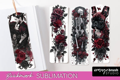 Gothic Bookmark PNG - Dark Academia Printable Bookmarks Sublimation OrangeBrushStudio 