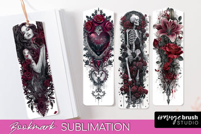Gothic Bookmark PNG - Dark Academia Printable Bookmarks Sublimation OrangeBrushStudio 