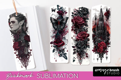 Gothic Bookmark PNG - Dark Academia Printable Bookmarks Sublimation OrangeBrushStudio 