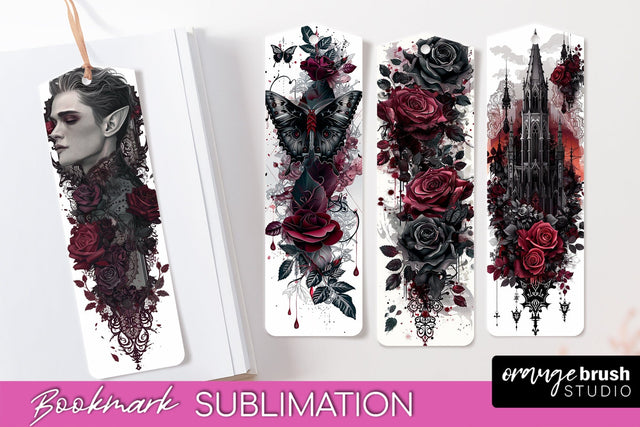 Gothic Bookmark PNG - Dark Academia Printable Bookmarks Sublimation OrangeBrushStudio 