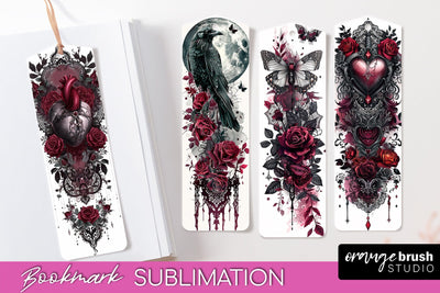 Gothic Bookmark PNG - Dark Academia Printable Bookmarks Sublimation OrangeBrushStudio 