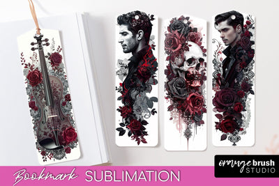 Gothic Bookmark PNG - Dark Academia Printable Bookmarks Sublimation OrangeBrushStudio 