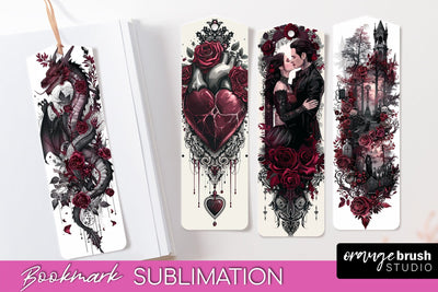Gothic Bookmark PNG - Dark Academia Printable Bookmarks Sublimation OrangeBrushStudio 