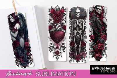 Gothic Bookmark PNG - Dark Academia Printable Bookmarks Sublimation OrangeBrushStudio 