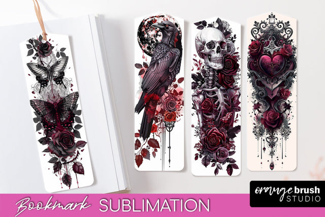 Gothic Bookmark PNG - Dark Academia Printable Bookmarks Sublimation OrangeBrushStudio 