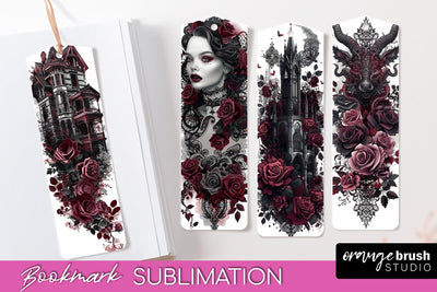 Gothic Bookmark PNG - Dark Academia Printable Bookmarks Sublimation OrangeBrushStudio 