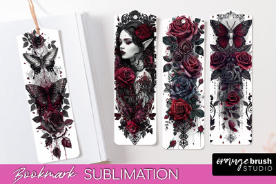 Gothic Bookmark PNG - Dark Academia Printable Bookmarks Sublimation OrangeBrushStudio 