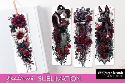 Gothic Bookmark PNG - Dark Academia Printable Bookmarks Sublimation OrangeBrushStudio 