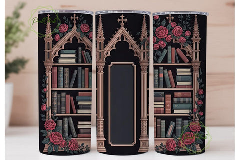 Gothic Books & Roses 20oz Tumbler Wrap Sublimation PixelChick 