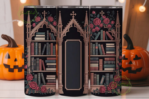 Gothic Books & Roses 20oz Tumbler Wrap Sublimation PixelChick 