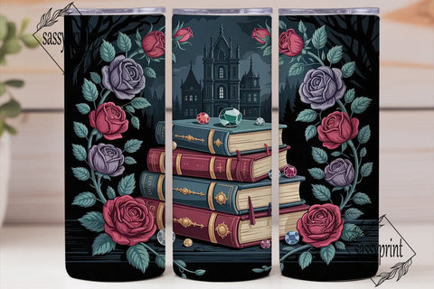 Gothic Books & Roses 20oz Tumbler Wrap Sublimation sassyprint 