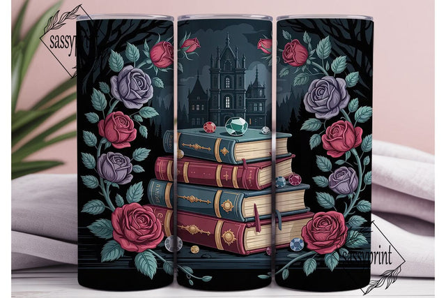 Gothic Books & Roses 20oz Tumbler Wrap Sublimation sassyprint 