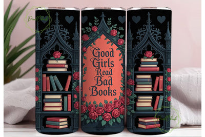 Gothic Books & Roses Tumbler Wrap Sublimation PixelChick 