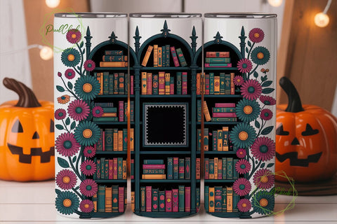 Gothic Bookshelf Floral 20oz Tumbler Sublimation PixelChick 