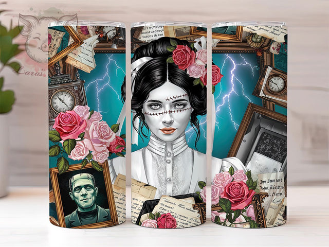Gothic Bride Halloween Tumbler Wrap, Halloween Women’s Wrap, 20oz Sublimation, Gothic Bride Cup, Spooky Mug Design, Monster Bride Tumbler, Horror Movie Drinkware Sublimation Lara' s Designs 