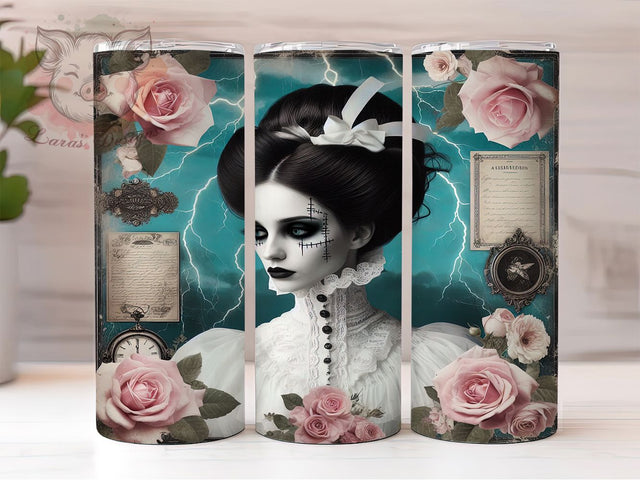 Gothic Bride Halloween Tumbler Wrap, Halloween Women’s Wrap, 20oz Sublimation, Gothic Bride Cup, Spooky Mug Design, Monster Bride Tumbler, Horror Movie Drinkware Sublimation Lara' s Designs 