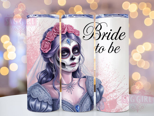 Gothic Bride Pink Skull Wedding Tumbler Wrap, Pink Pastel Skull Design, Dia De Los Muertos Cup, Bride To Be Gift Idea, 20Oz Sublimation Wrap, Floral Gothic Drinkware, Alternative Wedding Mug Sublimation SvggirlplusArt 