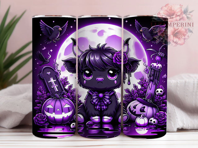 Gothic Bull Haunted Night Halloween Tumbler, Halloween Spooky Wrap, Dark Bull Design, 20Oz Tumbler Sublimation, Gothic Animal Drinkware, Creepy Bull Cup, Haunted Night Mug Sublimation Li Zamperini 