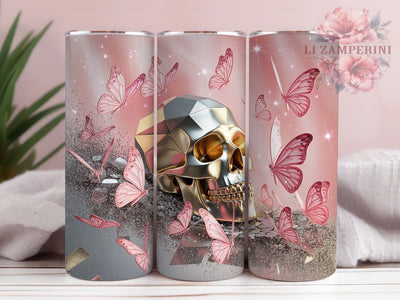 Gothic Butterfly Skull Tumbler, Magical Gothic Theme, Dark Romantic Wrap, Mystical Nature Design, Alternative Chic Style, Seamless Artistic Print, Fantasy Macabre Charm, 20Oz Tumbler, Sublimation Sublimation Li Zamperini 