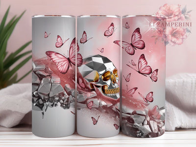 Gothic Butterfly Skull Tumbler, Magical Gothic Theme, Dark Romantic Wrap, Mystical Nature Design, Alternative Chic Style, Seamless Artistic Print, Fantasy Macabre Charm, 20Oz Tumbler, Sublimation Sublimation Li Zamperini 
