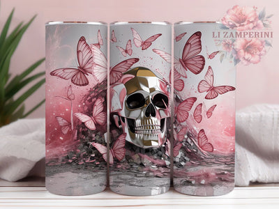 Gothic Butterfly Skull Tumbler, Magical Gothic Theme, Dark Romantic Wrap, Mystical Nature Design, Alternative Chic Style, Seamless Artistic Print, Fantasy Macabre Charm, 20Oz Tumbler, Sublimation Sublimation Li Zamperini 