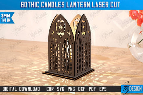 Gothic Candle Lantern Laser Cut Bundle | Seasonal Home Décor Idea | Halloween Decoration | CNC Files SVG Fly Design 