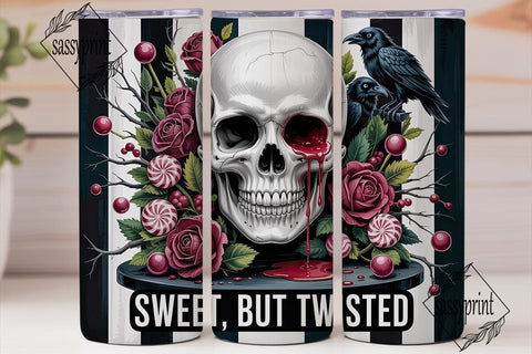 Gothic Candy Skull Tumbler Wrap PNG Sublimation sassyprint 