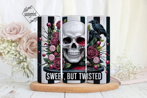 Gothic Candy Skull Tumbler Wrap PNG Sublimation sassyprint 
