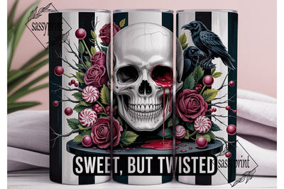 Gothic Candy Skull Tumbler Wrap PNG Sublimation sassyprint 
